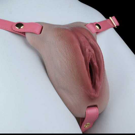 Realistische Tragbare Silikon-Vagina – Hautfarbene Panty Pussy mit verstellbaren Lederriemen
