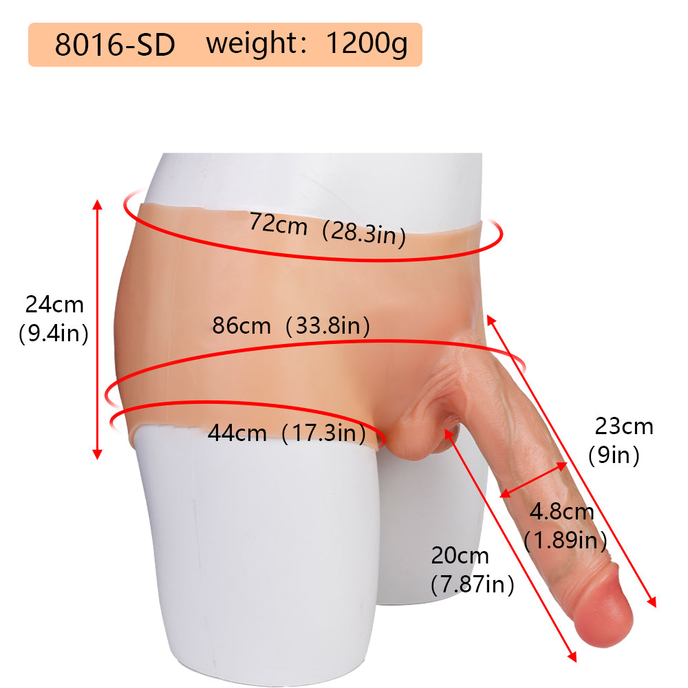 Extended-Length Platinum Silicone Wearable Dildo Panties | Multi-Tone Lifelike Phallus Boxer Briefs for Pegging & Deep Intimate Play
