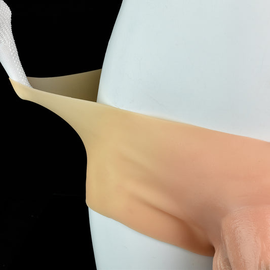 Platinum Liquid Silicone Flesh-Tone Wearable Dildo Panties | Ultra-Soft Realistic Phallus Boxer Shorts for Couples, Pegging & Solo Intimacy