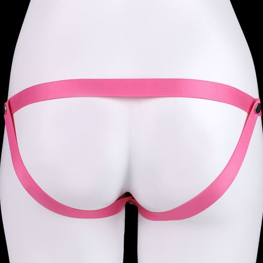 Femmevee Pink Realistic Pussy Panties — Leather Harness Strap-On Underwear for Femboys & Gay Couples
