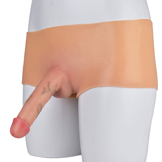 Lifelike Nude Wearable Dildo Panties – Anatomic Veined Platinum Silicone Boxer Briefs for Seamless Couples Intimacy & Hands-Free Exploration
