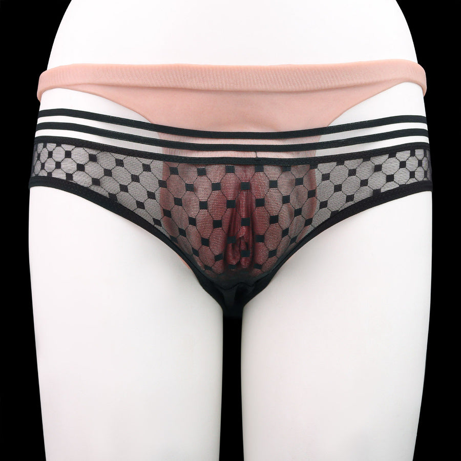 Platinum Silicone Pussy Panties with Pee Catheter – Realistic MTF Transgender Sheath Thong
