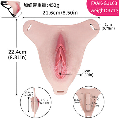 Femmevee Realistic Skin-Tone Pussy Panties | Black Harness Straps, Tucking & Urination Port — For Femboys & Gay Couples