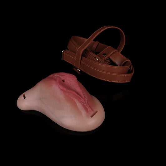 Wear What You Feel — Realistic Silicone Pussy Panties with Leather Harness & Full Functionality