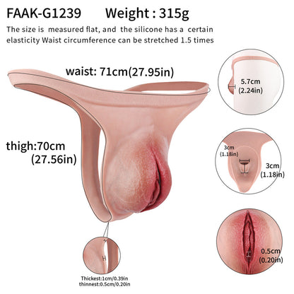 Hyper-Realistic Hand-Painted Silikon Pussy Panties – Platinum Liquid Silicone Crossdresser Gaff Briefs