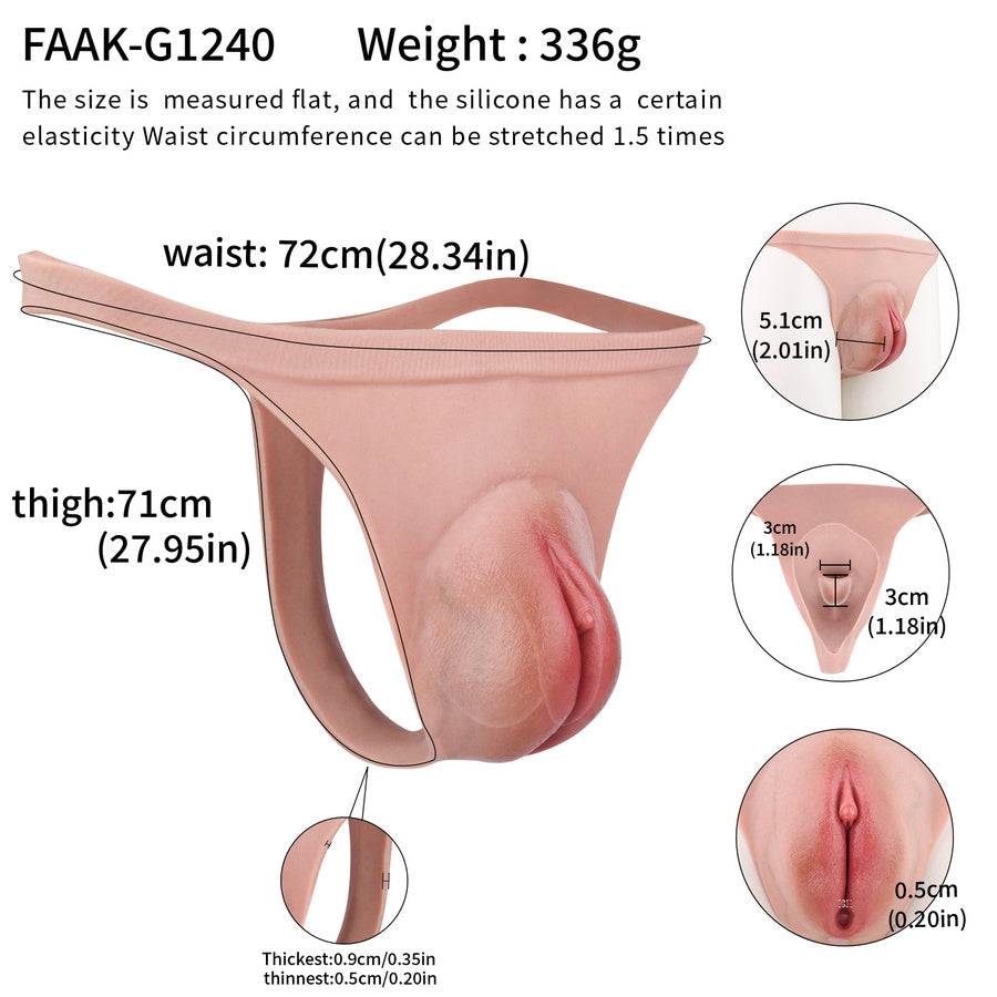 Silikon Pussy Panties with Pee Funnel & Catheter – Ultra-Stretch Liquid Silicone Transgender Gaff Knickers