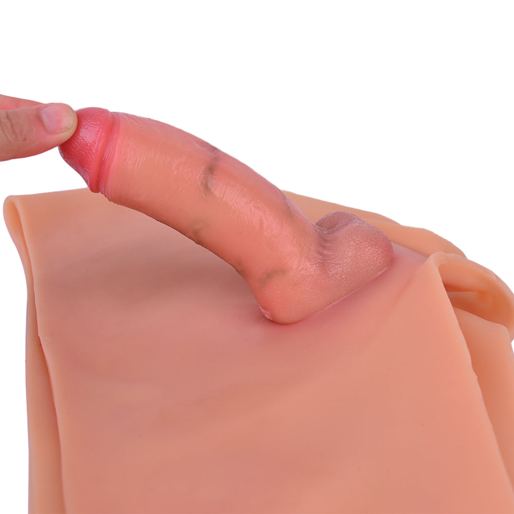 Authentic Flesh-Tone Wearable Dildo Panties – Veined Platinum Silicone Boxer Briefs for Hands-Free Intimacy & Authentic Body Experience