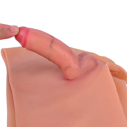 Authentic Flesh-Tone Wearable Dildo Panties – Veined Platinum Silicone Boxer Briefs for Hands-Free Intimacy & Authentic Body Experience