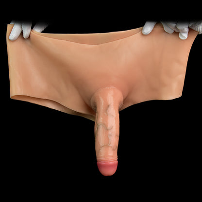 Gender-Affirming Platinum Silicone Strap-On Knickers | Lifelike Flesh-Tone Wearable Dildo Panties for Trans Men & Gender-Fluid Play