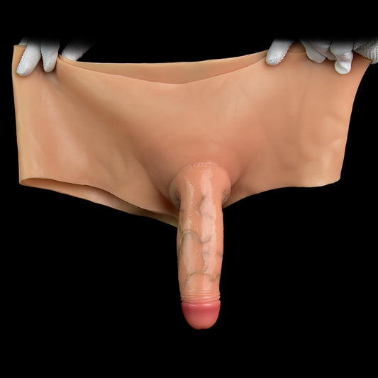 Gender-Affirming Platinum Silicone Strap-On Knickers | Lifelike Flesh-Tone Wearable Dildo Panties for Trans Men & Gender-Fluid Play