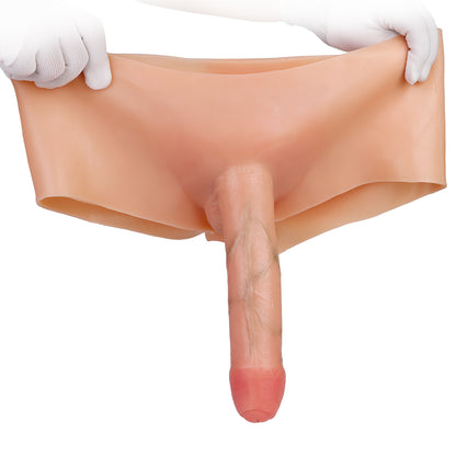 Anatomically Precise Liquid Silicone Wearable Dildo Panties | Ultra-Seamless Flesh-Tone Boxer Shorts for Pegging