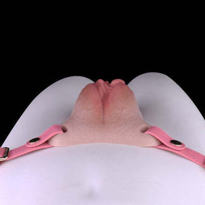 Open Labia Silicone Pussy Panties with Leather Straps | Ultimate Transgender Vaginal Gaff for Intimate Roleplay
