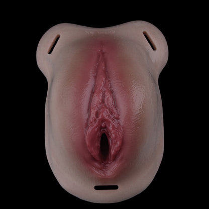 ORALSX Pussy Panties with Penetrable Channel – Realistic Skin-Toned Silicone Vagina with Leather Harness
