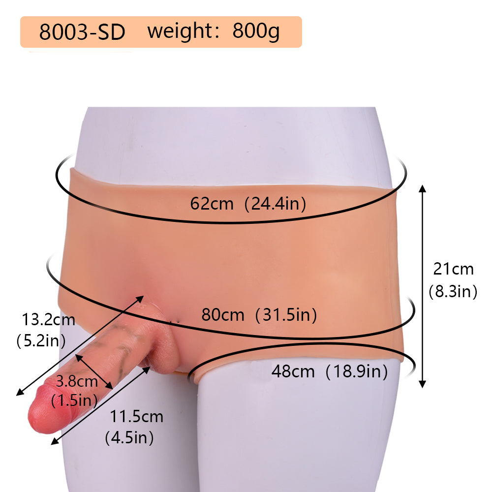 Authentic Flesh-Tone Wearable Dildo Panties – Veined Platinum Silicone Boxer Briefs for Hands-Free Intimacy & Authentic Body Experience
