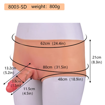 Authentic Flesh-Tone Wearable Dildo Panties – Veined Platinum Silicone Boxer Briefs for Hands-Free Intimacy & Authentic Body Experience