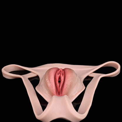Platinum Silicone Pussy Panties with Pee Catheter – Realistic MTF Transgender Sheath Thong