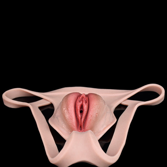 Platinum Silicone Pussy Panties with Pee Catheter – Realistic MTF Transgender Sheath Thong
