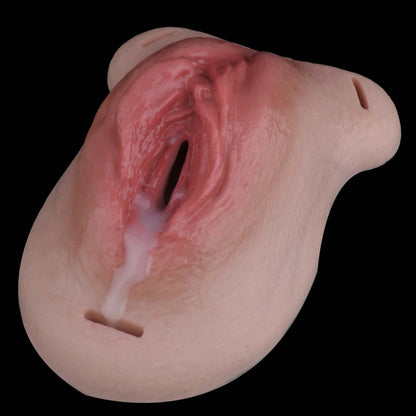 Open Labia Silicone Pussy Panties with Leather Straps | Ultimate Transgender Vaginal Gaff for Intimate Roleplay