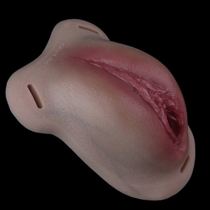 ORALSX Pussy Panties with Penetrable Channel – Realistic Skin-Toned Silicone Vagina with Leather Harness