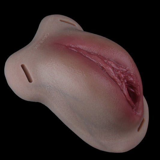 ORALSX Pussy Panties with Penetrable Channel – Realistic Skin-Toned Silicone Vagina with Leather Harness