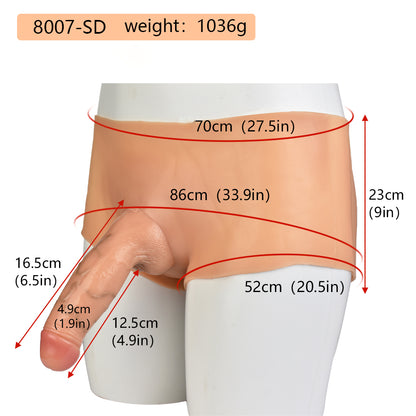 Gender-Affirming Platinum Silicone Strap-On Knickers | Lifelike Flesh-Tone Wearable Dildo Panties for Trans Men & Gender-Fluid Play