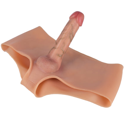 Lifelike Nude Wearable Dildo Panties – Anatomic Veined Platinum Silicone Boxer Briefs for Seamless Couples Intimacy & Hands-Free Exploration
