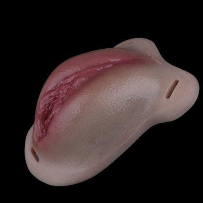 ORALSX Pussy Panties with Penetrable Channel – Realistic Skin-Toned Silicone Vagina with Leather Harness
