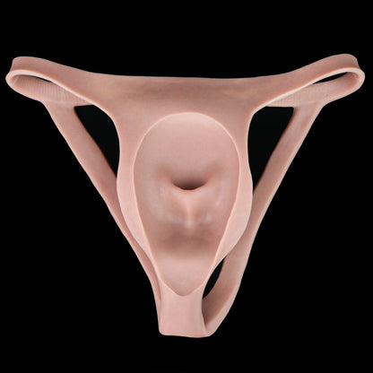 Platinum Silicone Pussy Panties with Pee Catheter – Realistic MTF Transgender Sheath Thong