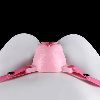 PinkVee Hyper-Realistic Sissy Penis Sleeve & Leather Harness