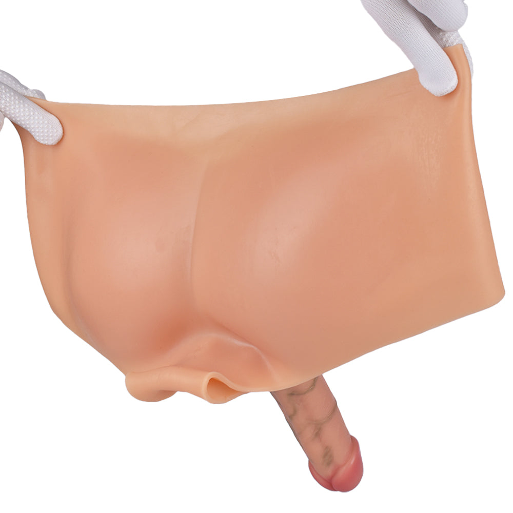 Lifelike Nude Wearable Dildo Panties – Anatomic Veined Platinum Silicone Boxer Briefs for Seamless Couples Intimacy & Hands-Free Exploration