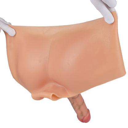 Lifelike Nude Wearable Dildo Panties – Anatomic Veined Platinum Silicone Boxer Briefs for Seamless Couples Intimacy & Hands-Free Exploration