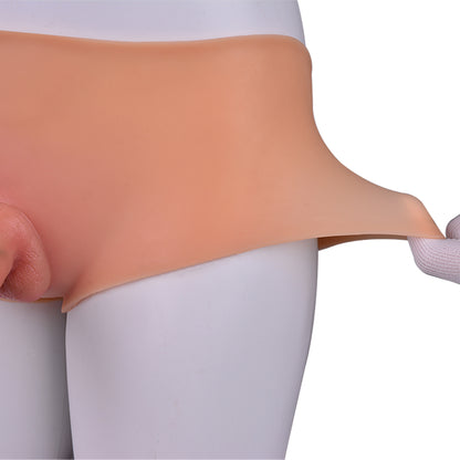 Authentic Flesh-Tone Wearable Dildo Panties – Veined Platinum Silicone Boxer Briefs for Hands-Free Intimacy & Authentic Body Experience