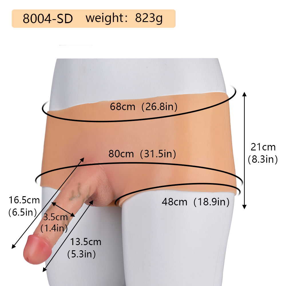 Lifelike Nude Wearable Dildo Panties – Anatomic Veined Platinum Silicone Boxer Briefs for Seamless Couples Intimacy & Hands-Free Exploration