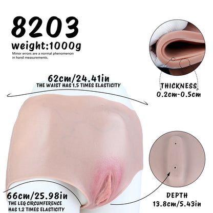 Lifelike Silicone Pussy Panties for Femboys – Comfortable Crossdresser Boxer Shorts with Penetrable Channel & Realistic Look