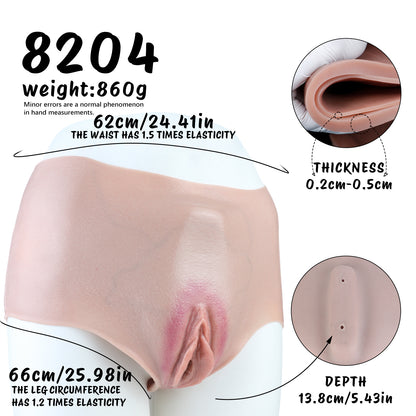 Realistic Silicone Pussy Panties | Hand-Sprayed Gradient, Penetrable Canal — Platinum Grade Femboy Brief