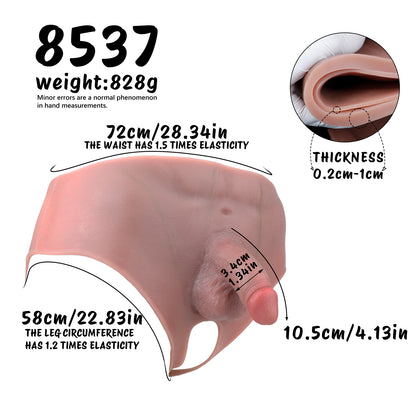 Natural Skin-Tone Wearable Dildo Panties – Ultra-Realistic Platinum Silicone Open-Crotch Boxer Briefs for Discreet Bedroom & Pegging Play
