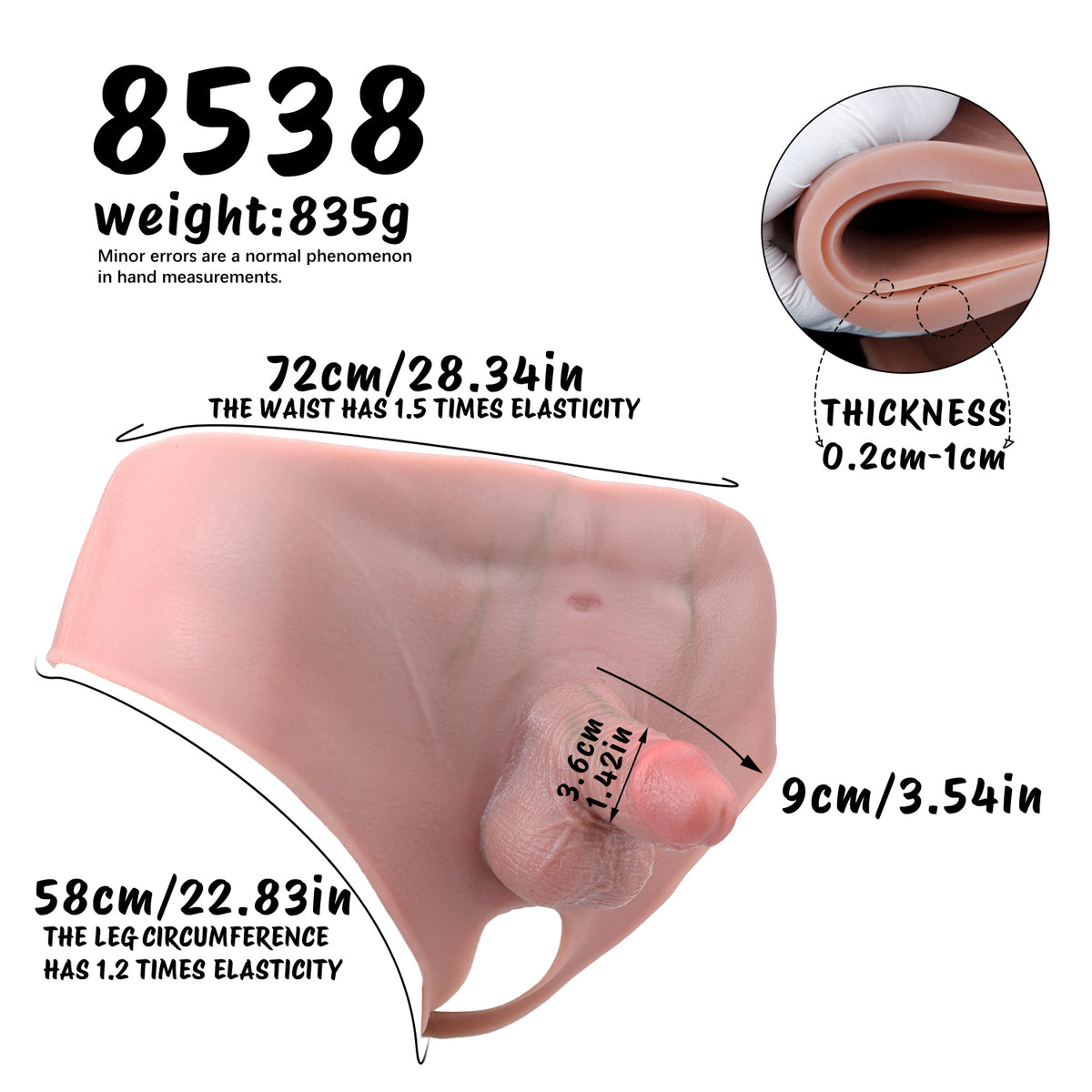 Realistic Flesh-Tone Wearable Dildo Panties – Discreet Platinum Liquid Silicone Soft-Phallus Boxer Shorts with Crotch Cutout for Natural Intimacy & Solo Exploration