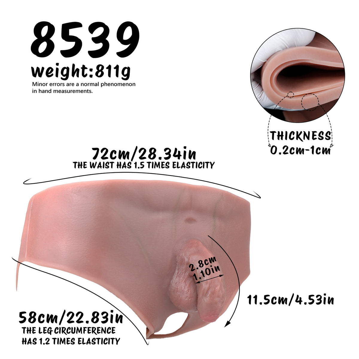 Bare-Skin Wearable Dildo Panties – Realistic Platinum Silicone Soft Phallus Open-Bottom Shorts for Seamless Bedroom Intimacy