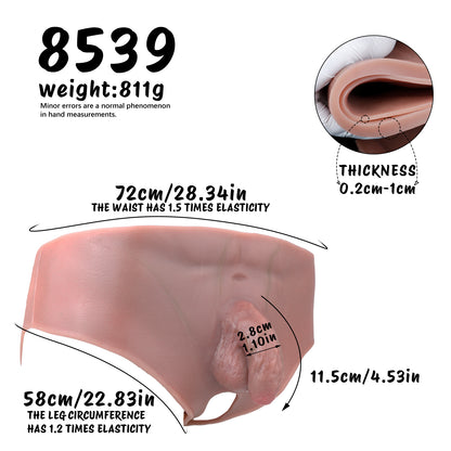 Bare-Skin Wearable Dildo Panties – Realistic Platinum Silicone Soft Phallus Open-Bottom Shorts for Seamless Bedroom Intimacy