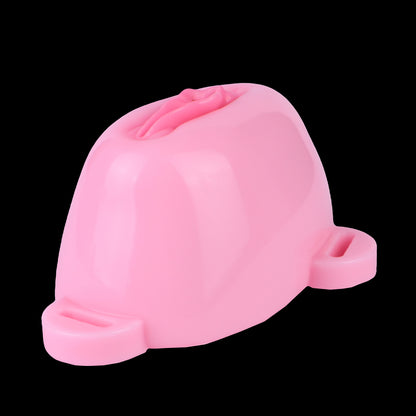 Femmevee Pink Realistic Pussy Panties — Leather Harness Strap-On Underwear for Femboys & Gay Couples