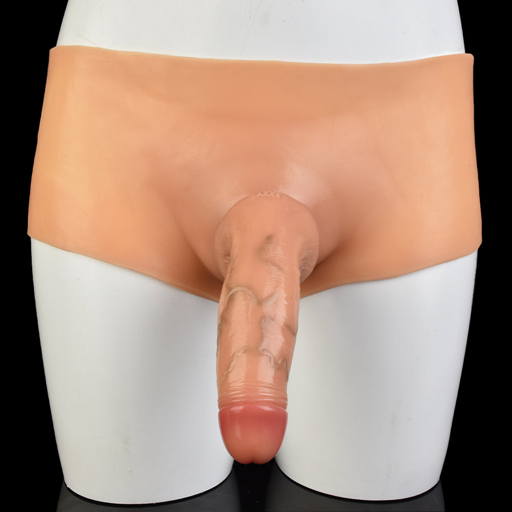 Gender-Affirming Platinum Silicone Strap-On Knickers | Lifelike Flesh-Tone Wearable Dildo Panties for Trans Men & Gender-Fluid Play