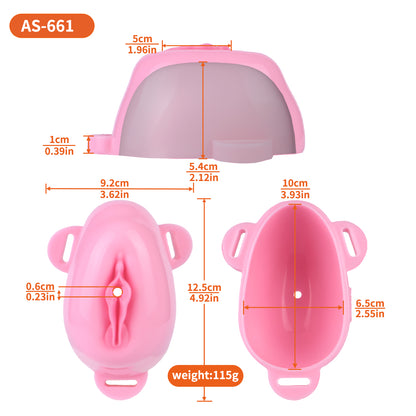 Femmevee Pink Realistic Pussy Panties — Leather Harness Strap-On Underwear for Femboys & Gay Couples