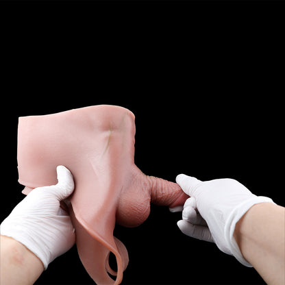 Realistic Flesh-Tone Wearable Dildo Panties – Discreet Platinum Liquid Silicone Soft-Phallus Boxer Shorts with Crotch Cutout for Natural Intimacy & Solo Exploration