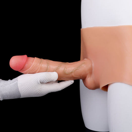 Liquid Platinum Silicone Real-Touch Wearable Dildo Panties | Ergonomic Flesh-Tone Phallus Harness Shorts for Couples Pegging & Deep Solo Play
