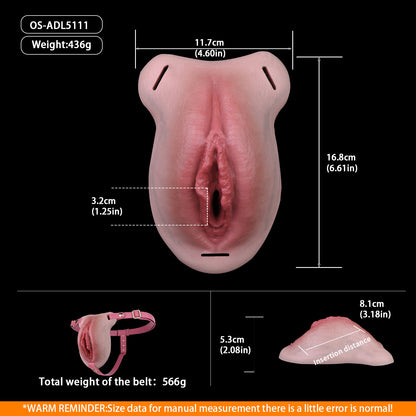 Bespoke Finish Silicone Pussy Panties with Leather Harness | Seductive Transgender Vaginal Gaff for Private Boudoir Play